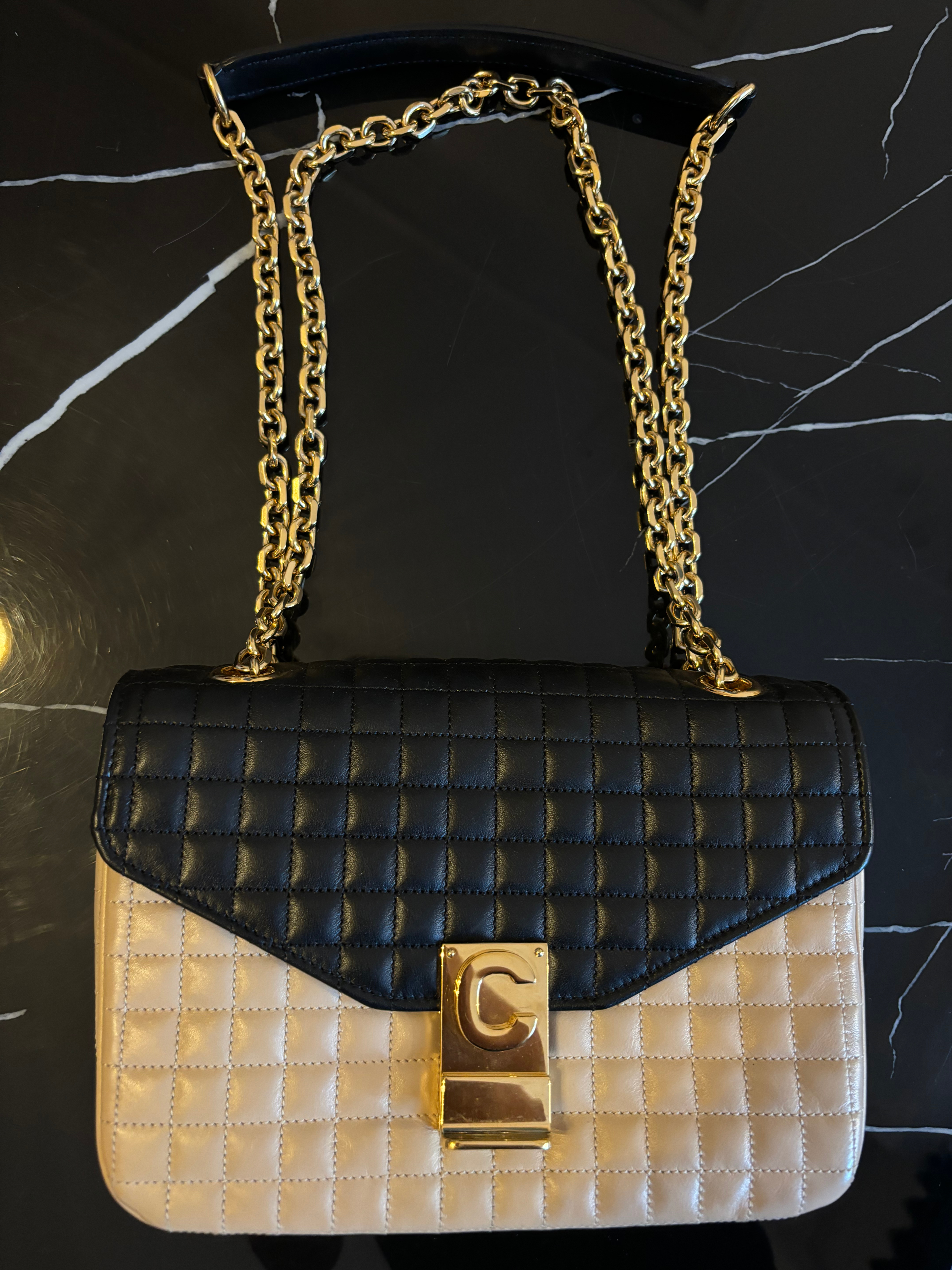 Celine C bag black beige